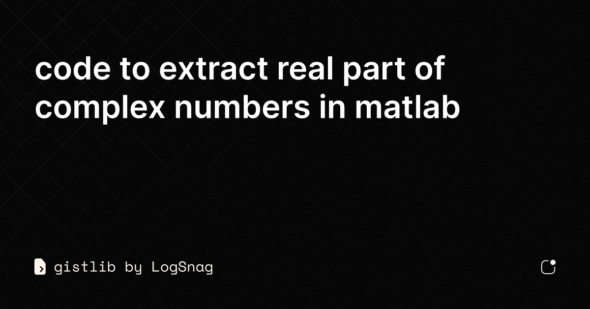 Complex Numbers In Matlab