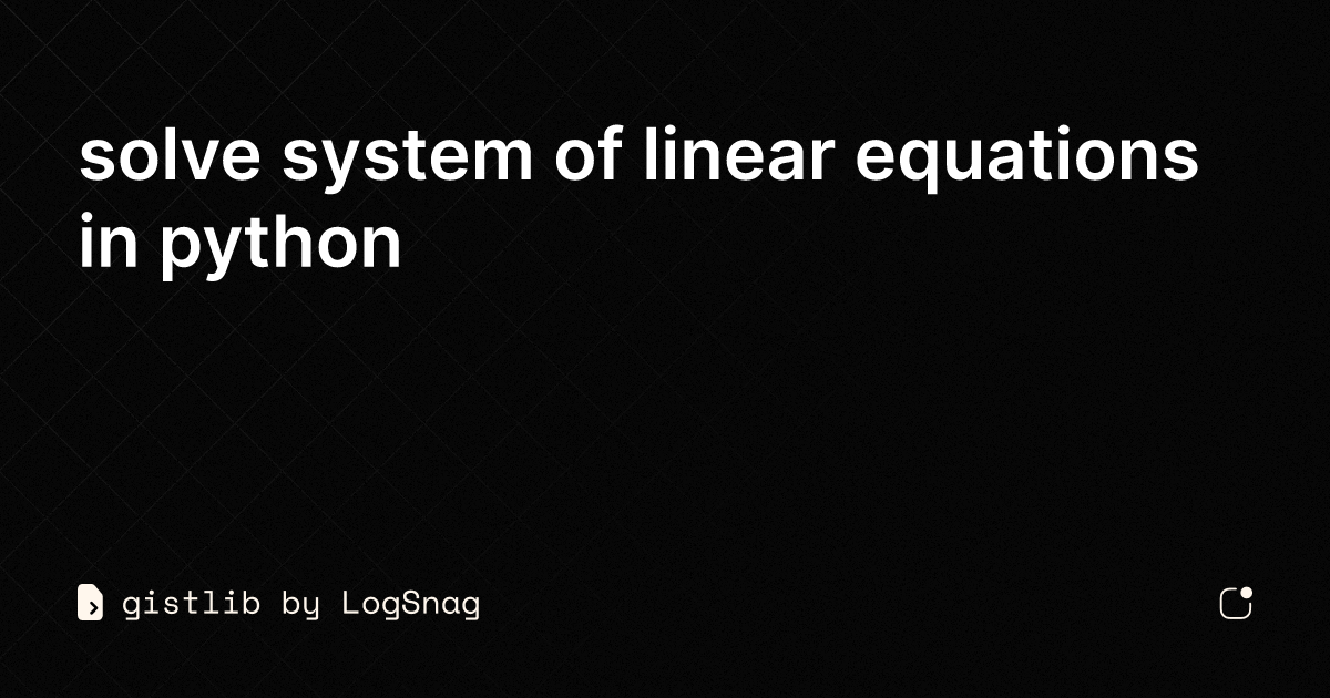 solve a system of linear equations python